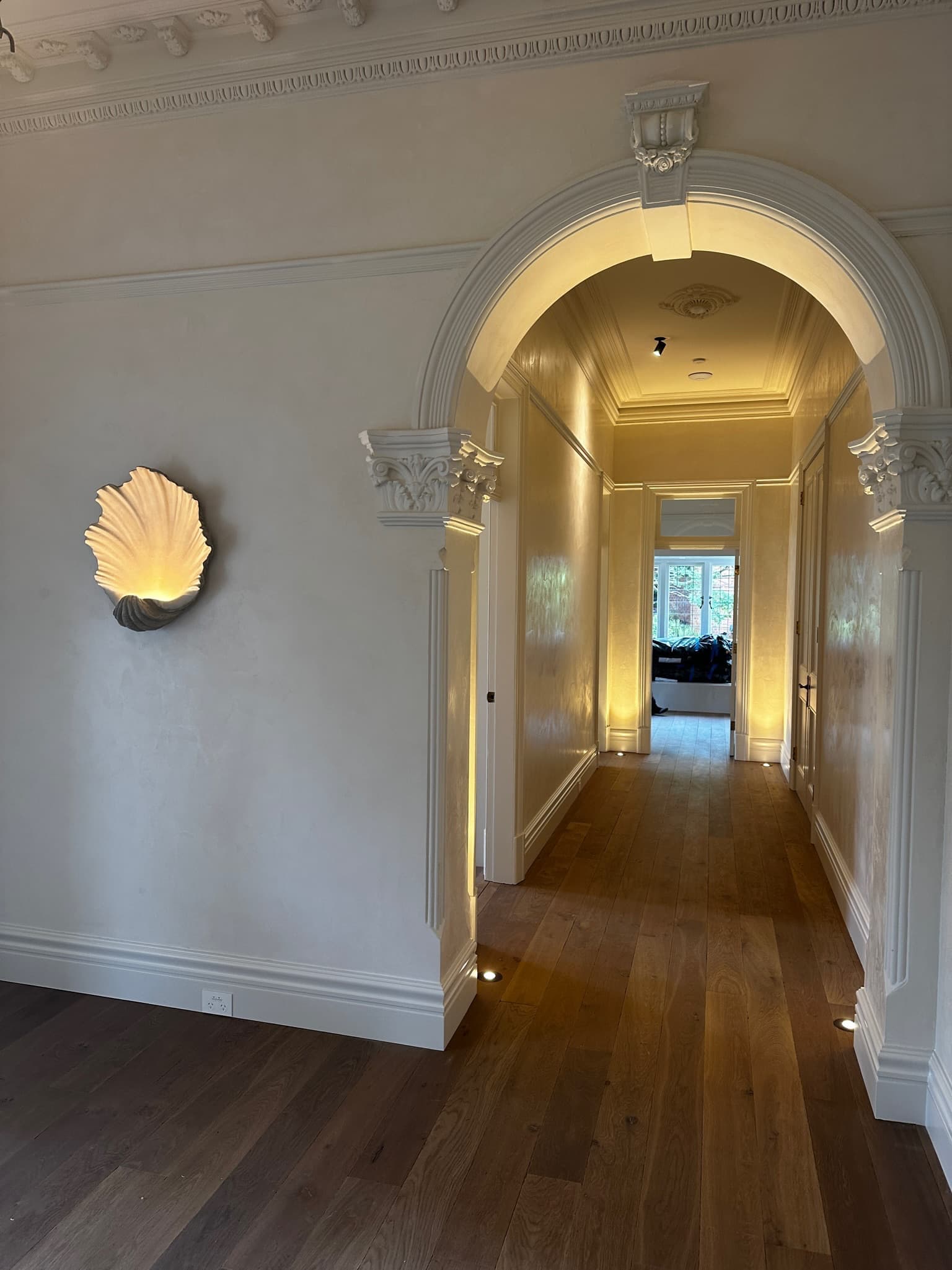 Repainted arched hallway in a period home