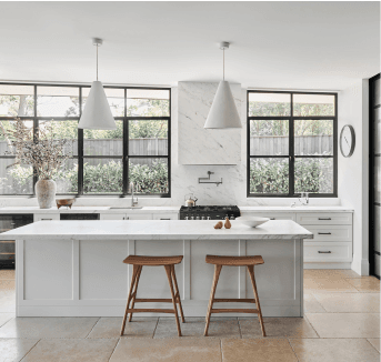 Freshly painted white kitchen