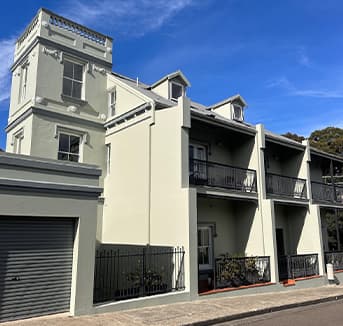 Repainted strata terrace building in Sydney